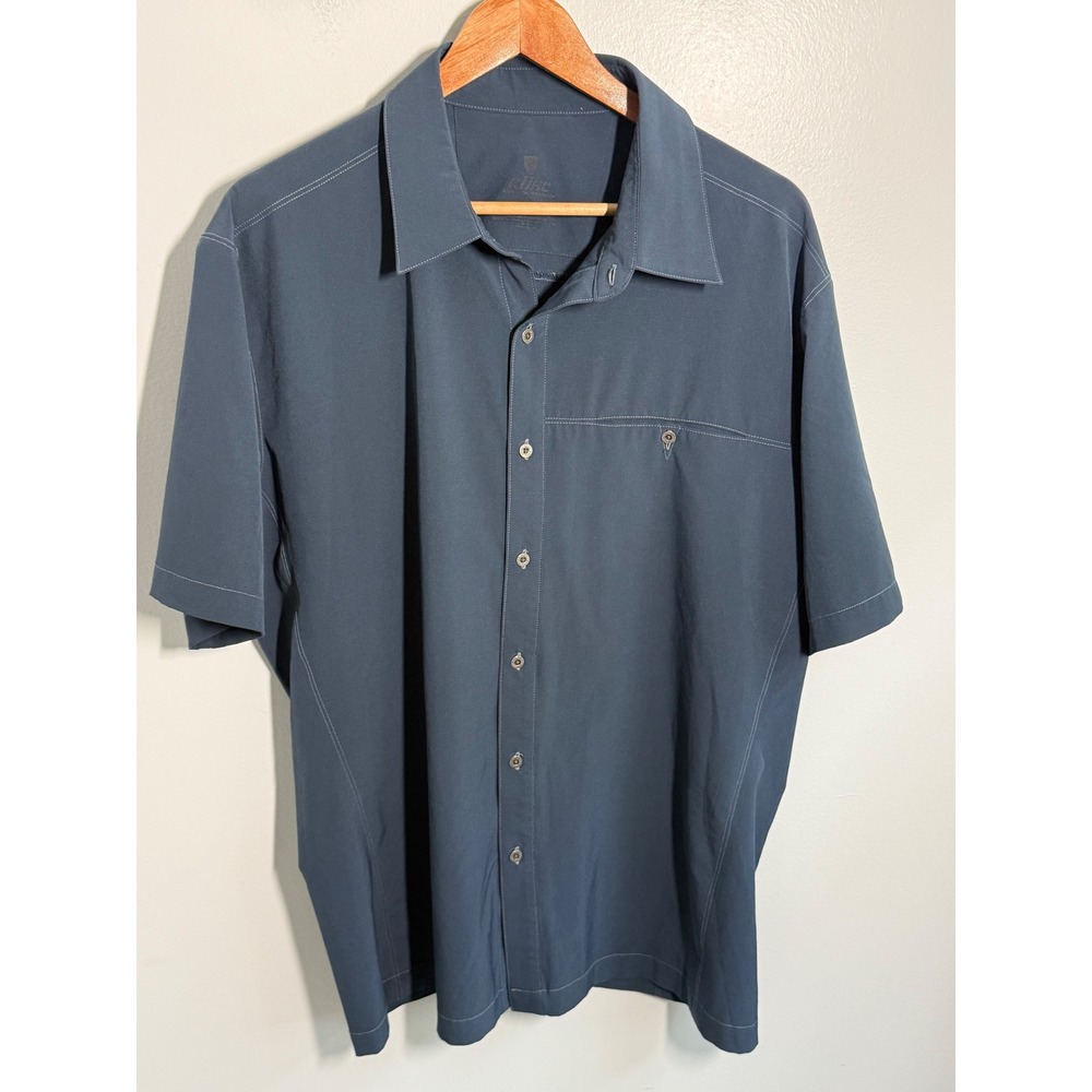 Kuhl Mens Short Sleeve Button Down Shirt Charcoal Gray XL Hiking Outdoor